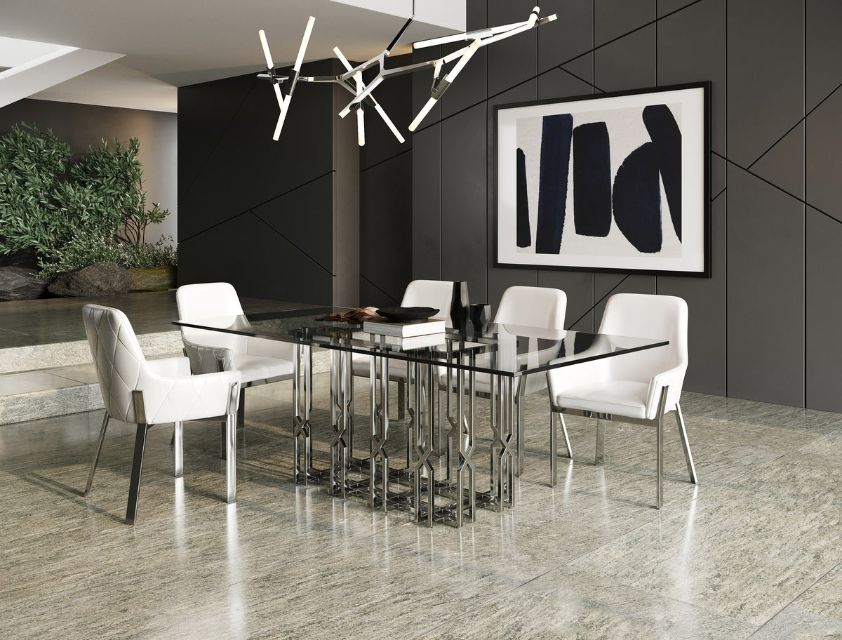 Ericson - Modern Glass & Stainless Steel Dining Table by VIG Furniture - View 7