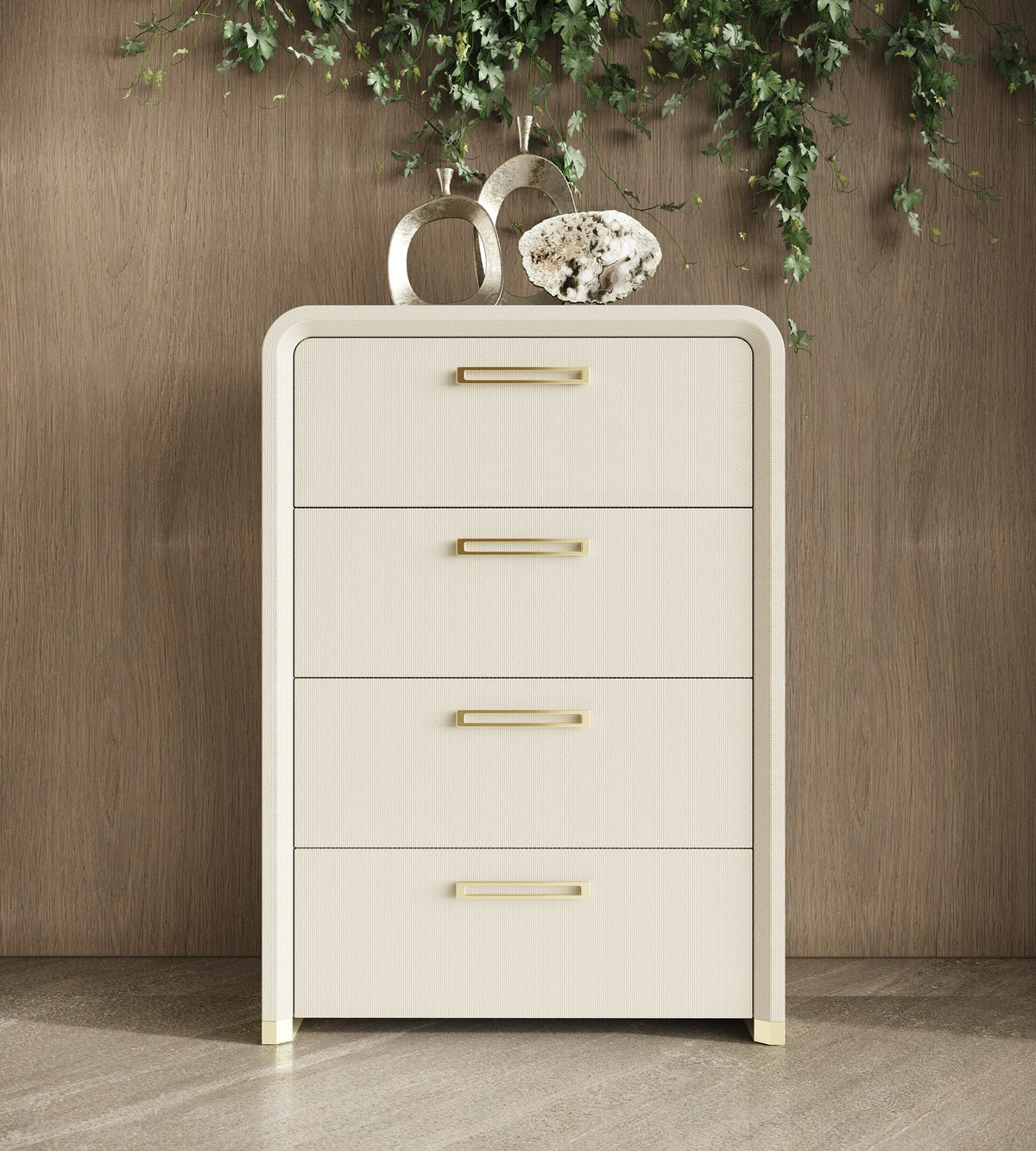 Florence - Modern Beige Leatherette + Gold Chest by VIG Furniture - View 2