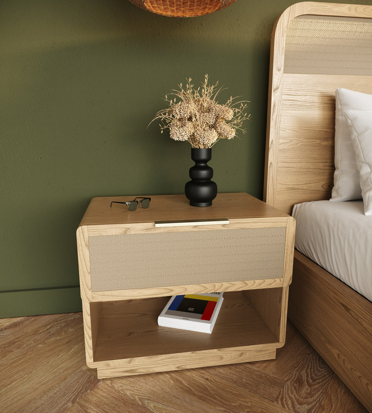 Gavin - Modern Natural Ash + Rattan Bedroom Set by VIG Furniture - View 5
