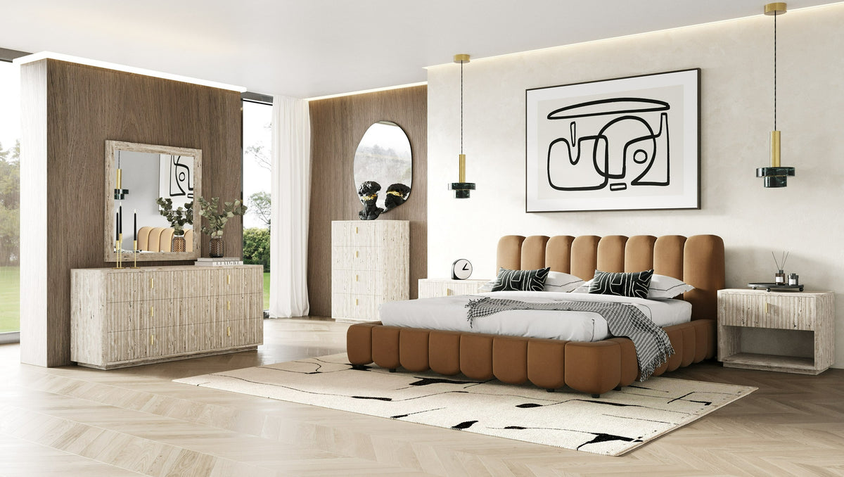 Harris - Modern Brown Fabric Bed by VIG Furniture - View 9