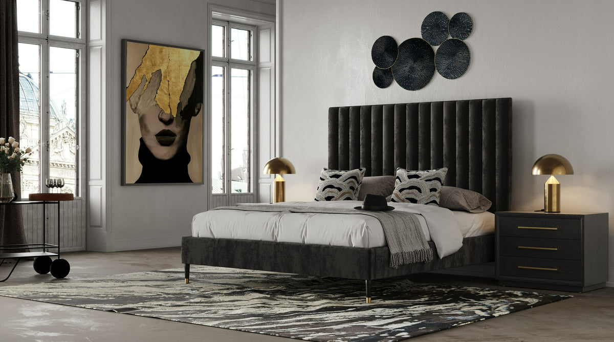 Hemlock - Modern Dark Grey Velvet Bed by VIG Furniture - View 5