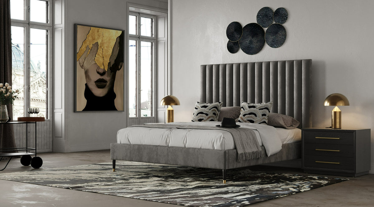Hemlock - Modern Grey Velvet Bed by VIG Furniture - View 6