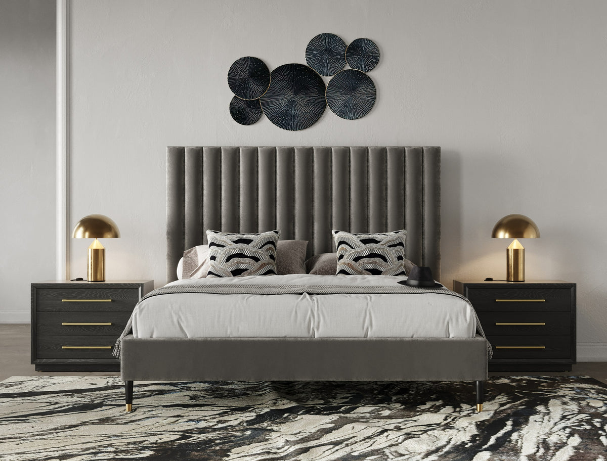 Hemlock - Modern Grey Velvet Bed by VIG Furniture - View 5