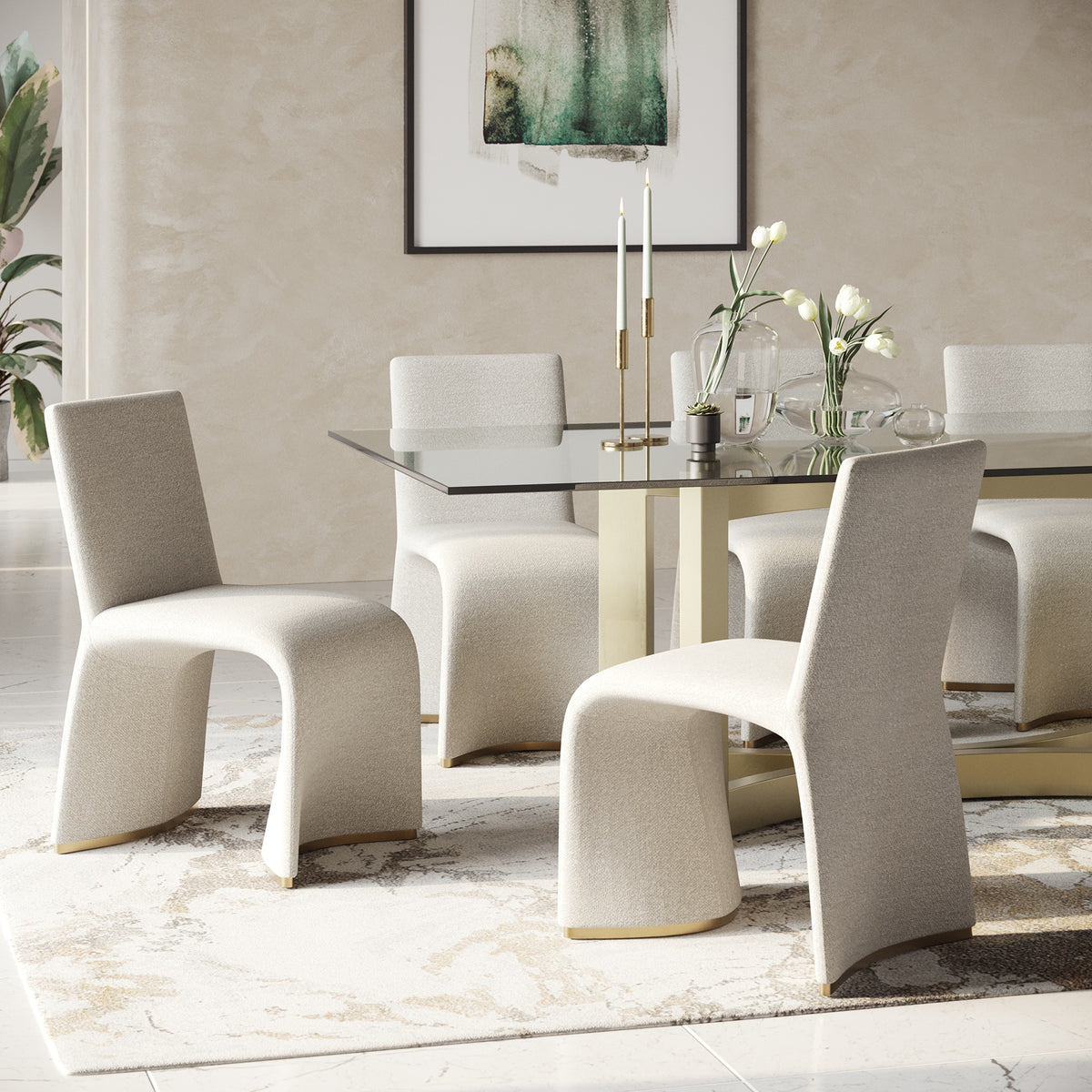 Kenda Contemporary Grey and Brushed Gold Dining Chair (Set of 2) by VIG Furniture - View 3