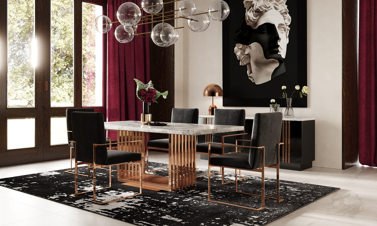 Kingsley Modern Marble & Rosegold Dining Table by VIG Furniture - View 1