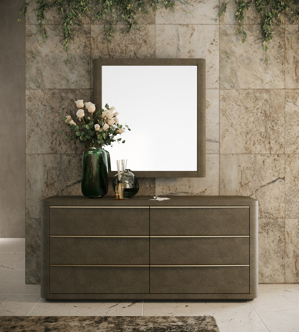 Lois - Modern Beige Shagreen + Brass Dresser by VIG Furniture - View 3