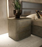 Lois - Modern Beige Shagreen + Brass Nightstand by VIG Furniture - View 2
