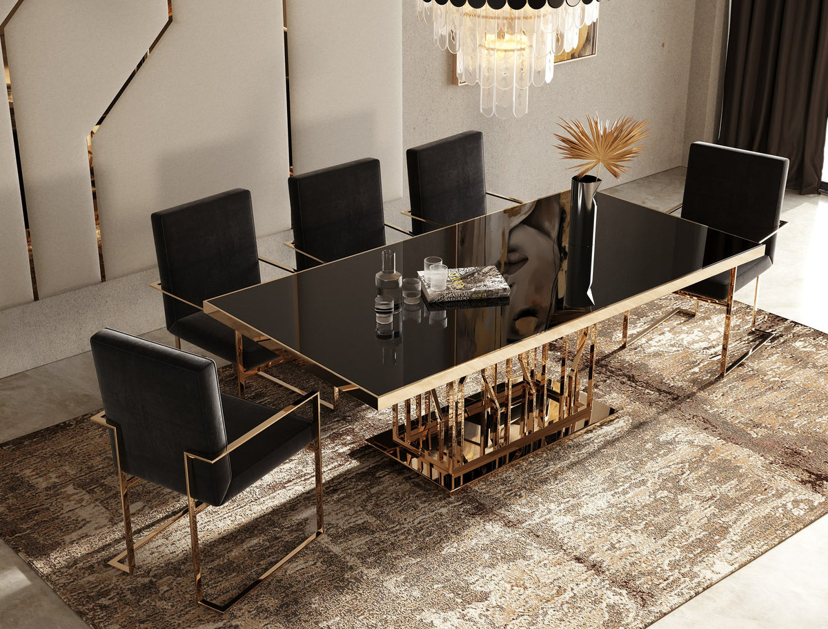 Marston Modern Black Glass & Rosegold Dining Table by VIG Furniture - View 13