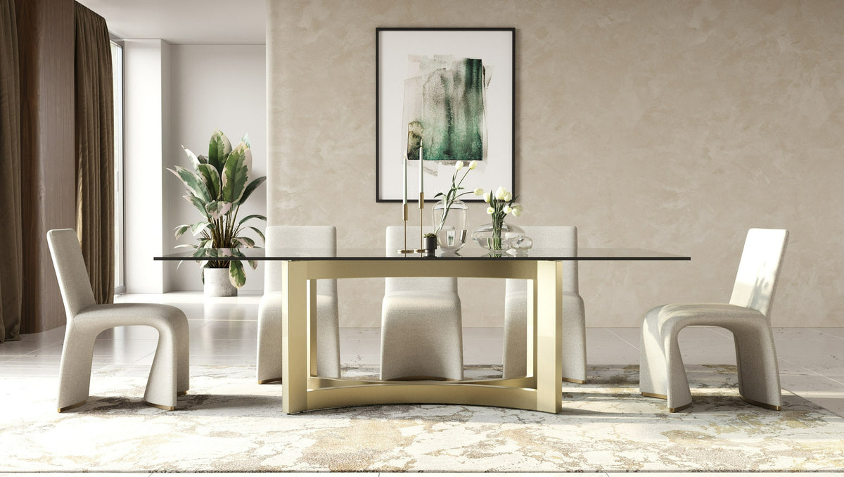 Mingus - Modern Glass + Brushed Brass Rectangualr Dining Table by VIG Furniture - View 2