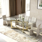 Mingus - Modern Glass + Brushed Brass Rectangualr Dining Table by VIG Furniture - View 3