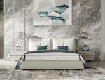 California King Patrick - Modern Light Grey Leather Bed