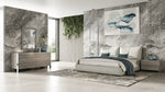 California King Patrick - Modern Light Grey Leather Bed