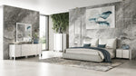 California King Patrick - Modern Light Grey Leather Bed