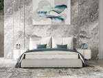 California King Patrick - Modern Light Grey Leather Bed