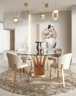 Paxton Modern Round Glass & Rosegold Dining Table by VIG Furniture - View 7