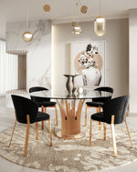 Paxton Modern Round Glass & Rosegold Dining Table by VIG Furniture - View 8