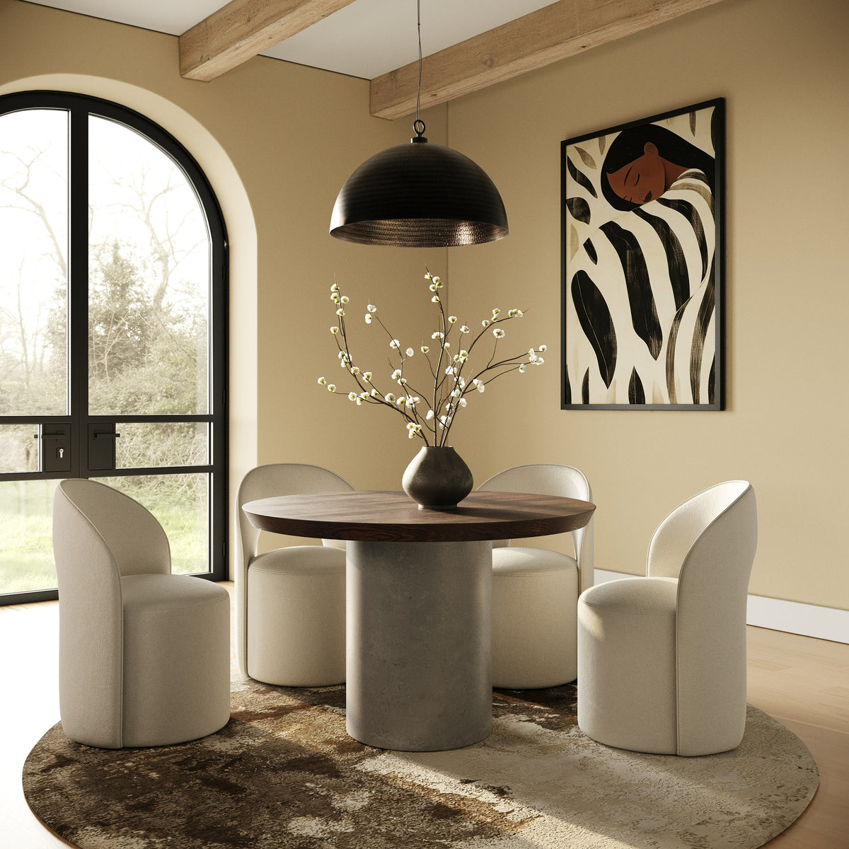 Renzo Modern Round Oak & Concrete Dining Table by VIG Furniture - View 11