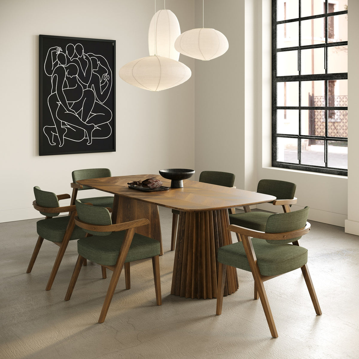 Sacks - Mid-Century Modern Herringbone Walnut Dining Table by VIG Furniture - View 6