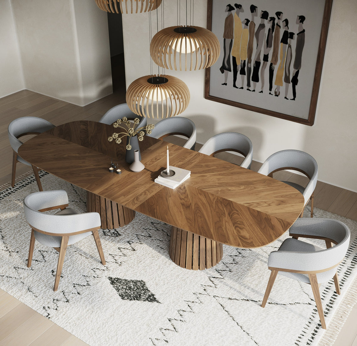 Truman - Mid-Century Modern Walnut Extendable Dining Table by VIG Furniture - View 12
