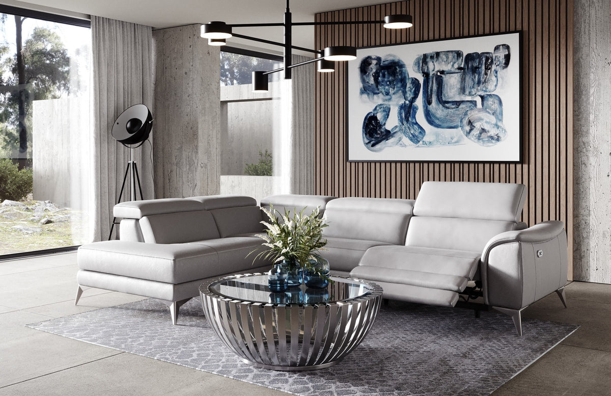Monte Carlo - Italian Modern Grey Leather LAF Sectional Sofa by VIG Furniture - View 3