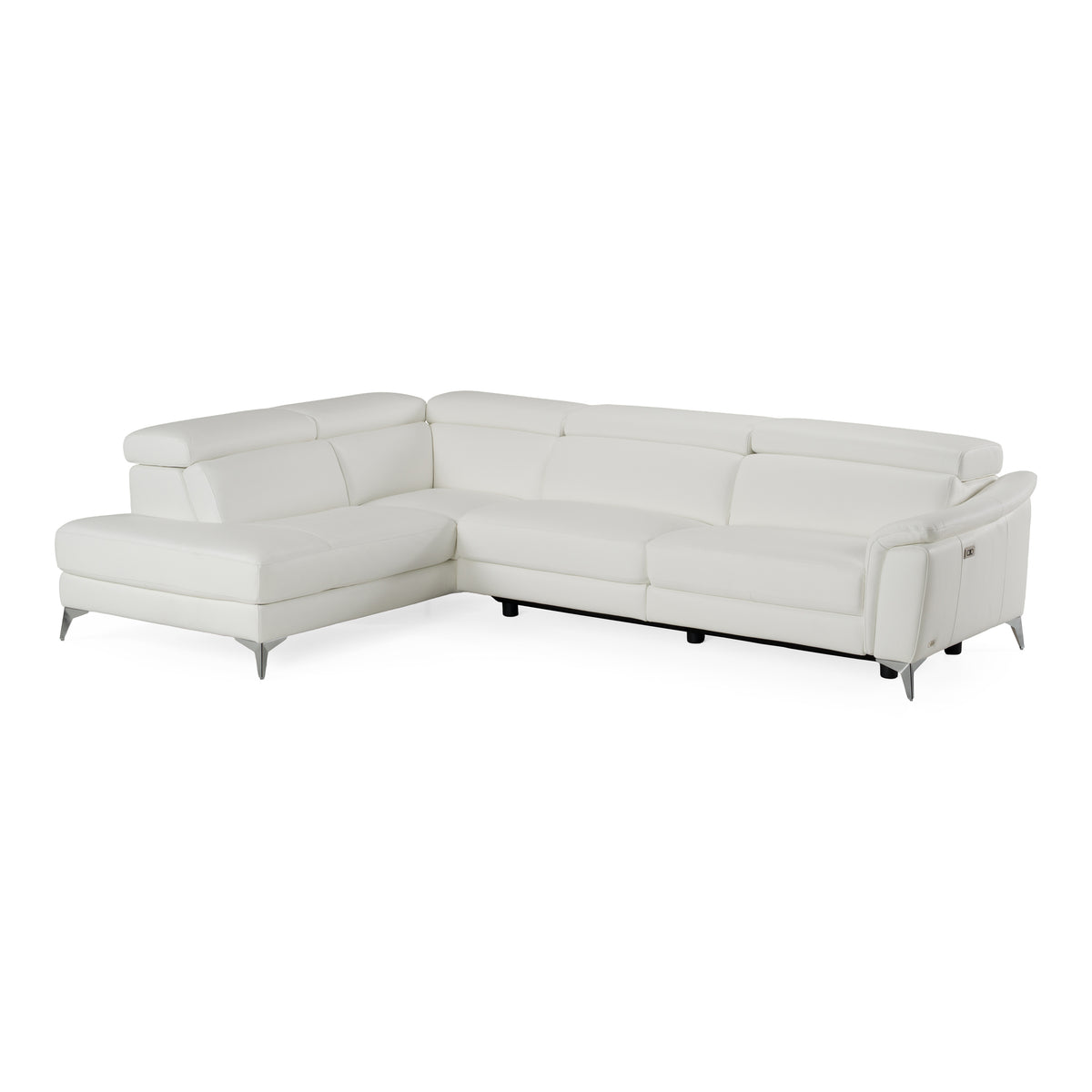 Monte Carlo - Italian Modern White Leather Left Facing Sectional Sofa by VIG Furniture - View 2