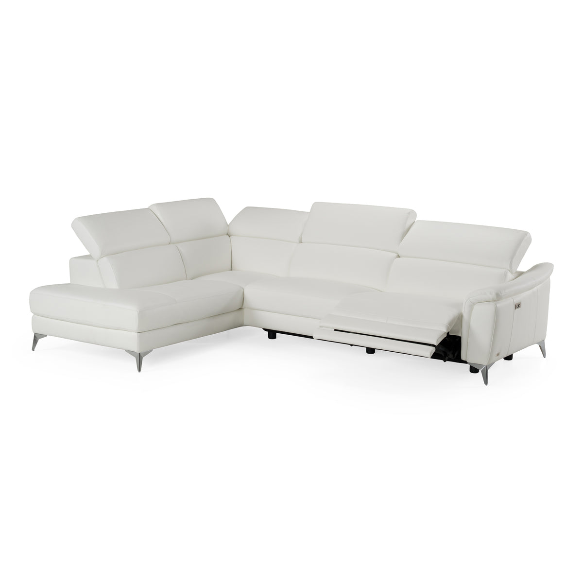 Monte Carlo - Italian Modern White Leather Left Facing Sectional Sofa by VIG Furniture - View 3