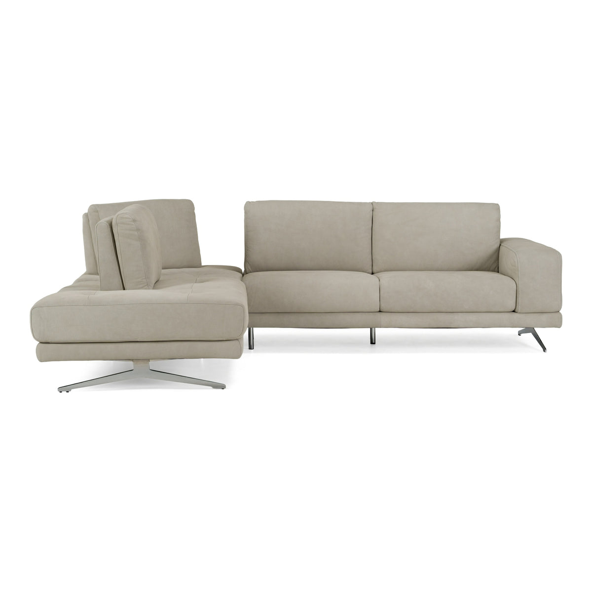 Mood - Italian Light Grey Leather Left Facing Sectional Sofa by VIG Furniture - View 2