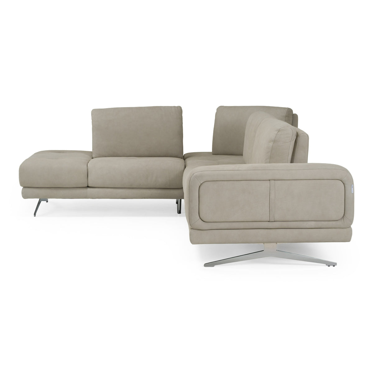 Mood - Italian Light Grey Leather Left Facing Sectional Sofa by VIG Furniture - View 3