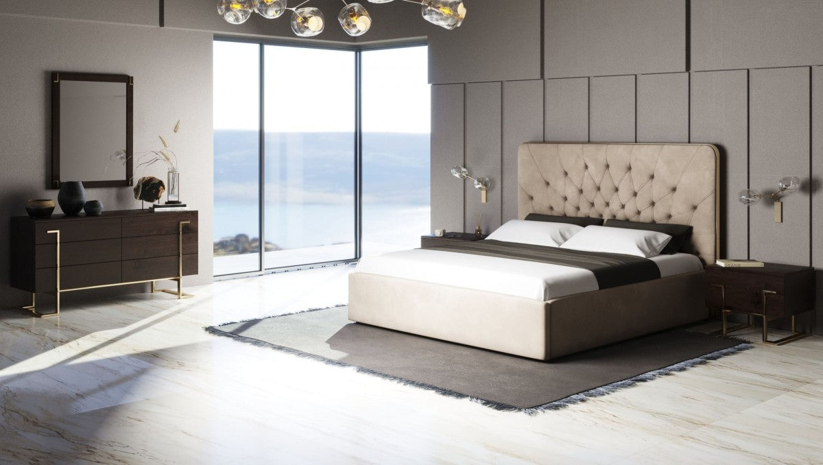 Moontide - Glam Beige Velvet and Brushed Brass Bedroom Set by VIG Furniture - View 6