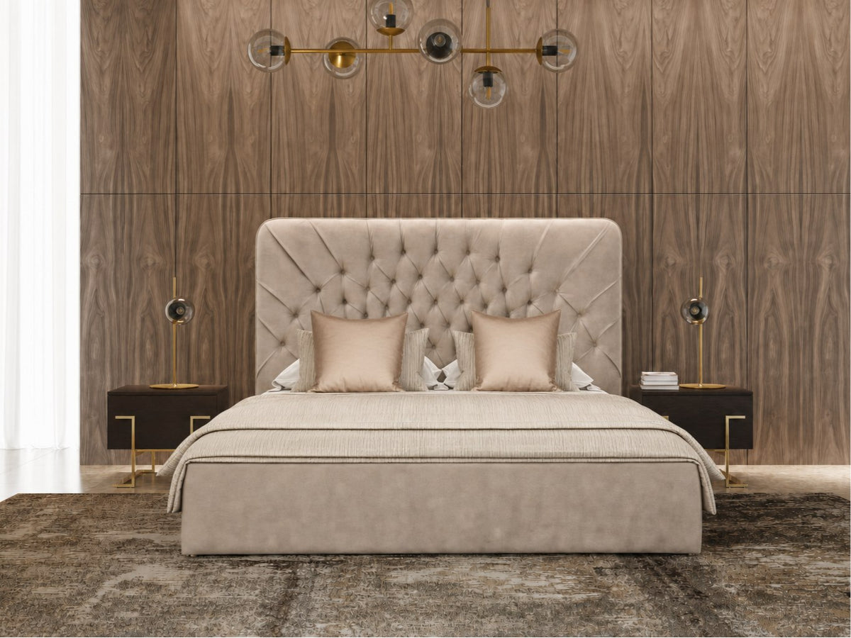 Moontide - Glam Beige Velvet and Brushed Brass Bed by VIG Furniture - View 7