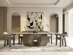 Moorgate - Modern Travertine Ceramic + Bronze Dining Table by VIG Furniture - View 2