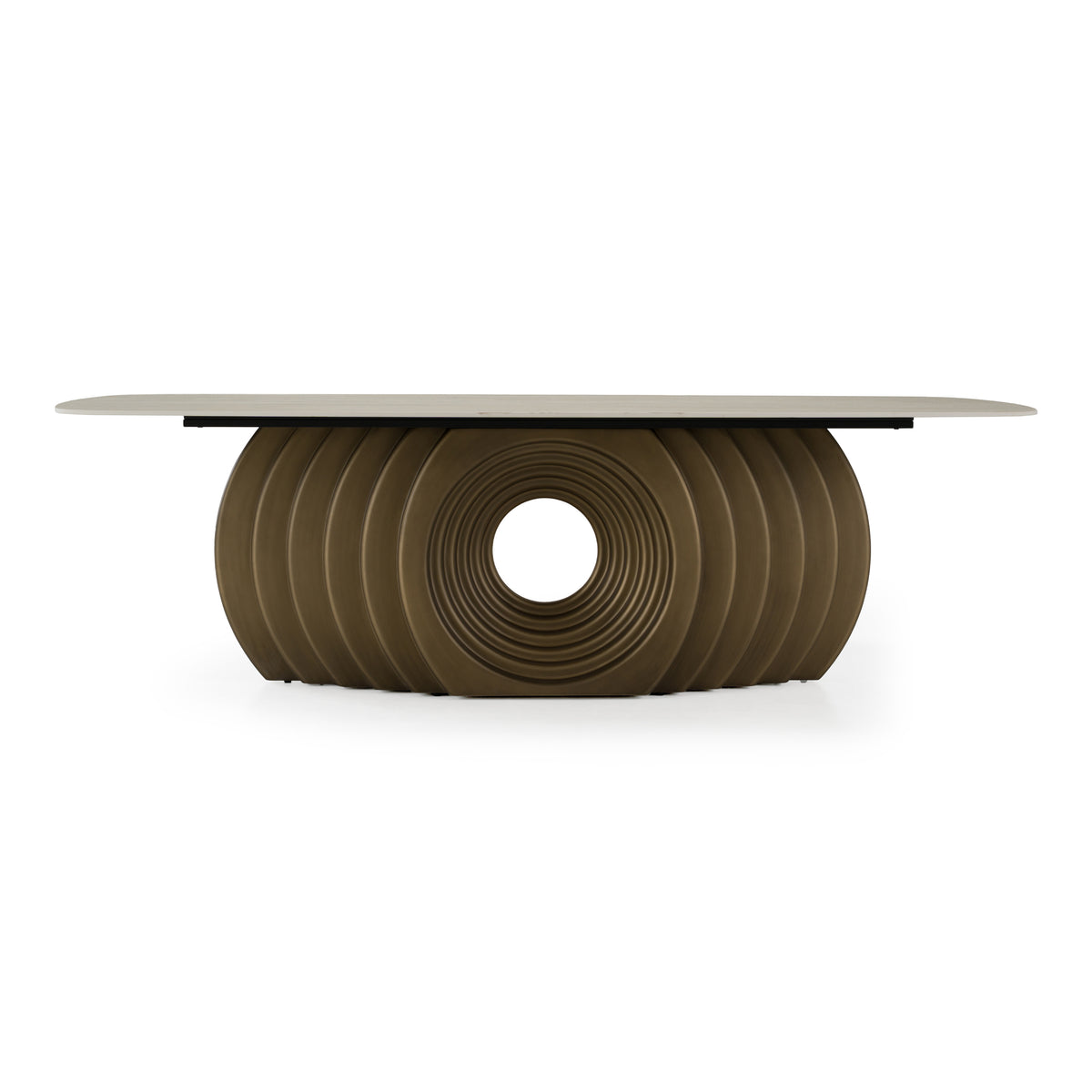 Moorgate - Modern Travertine Ceramic + Bronze Dining Table by VIG Furniture - View 1