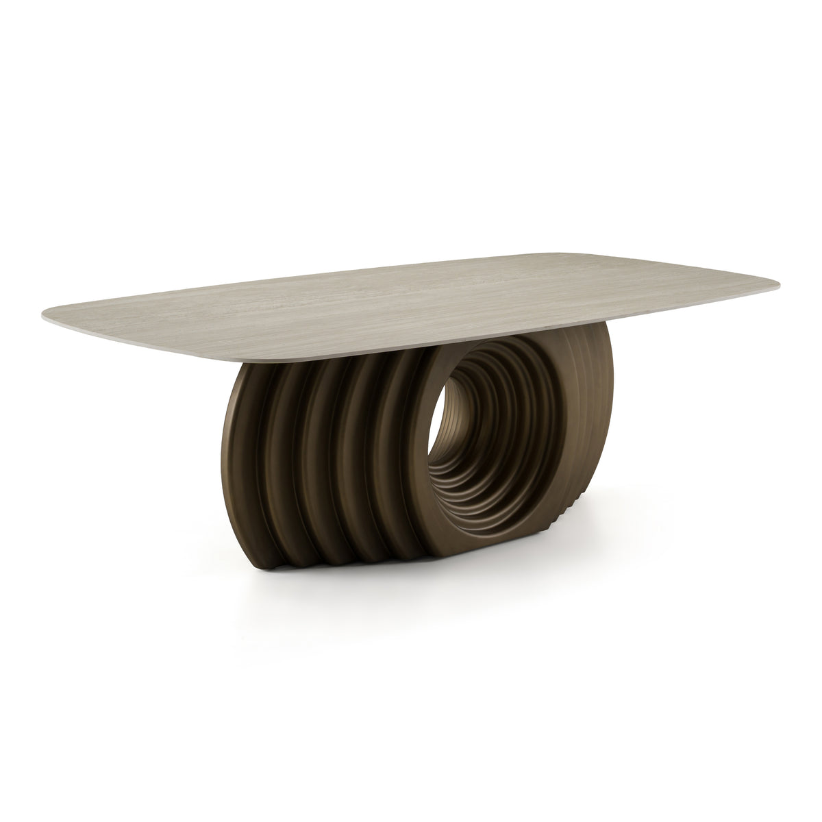 Moorgate - Modern Travertine Ceramic + Bronze Dining Table by VIG Furniture - View 4