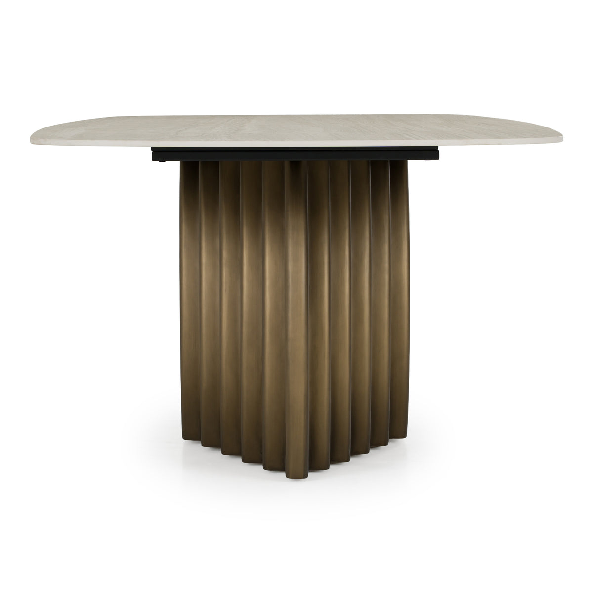 Moorgate - Modern Travertine Ceramic + Bronze Dining Table by VIG Furniture - View 5