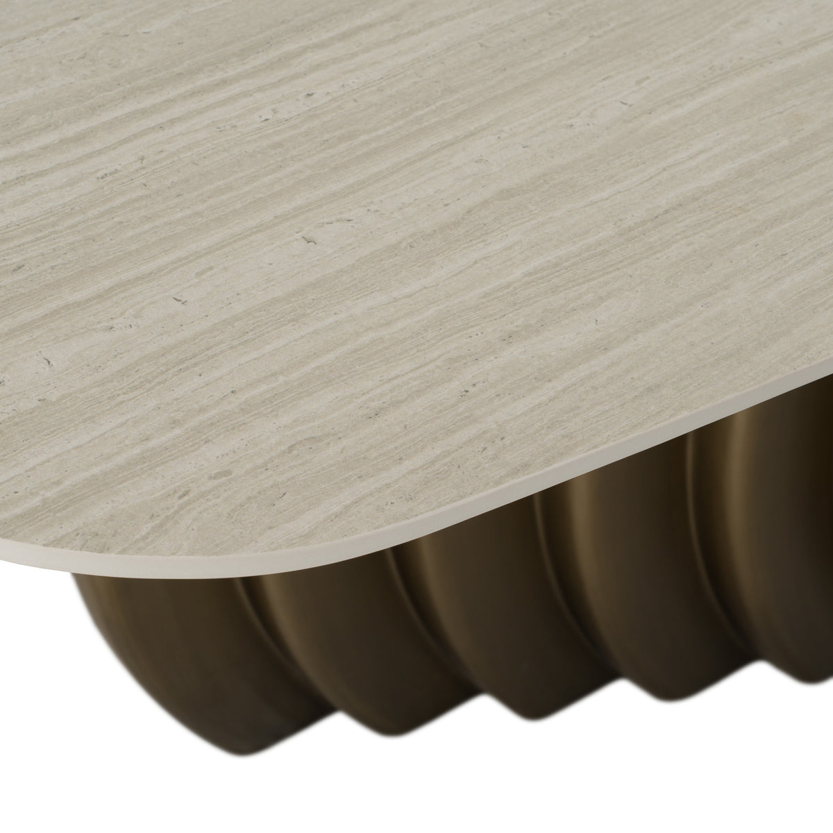 Moorgate - Modern Travertine Ceramic + Bronze Dining Table by VIG Furniture - View 7
