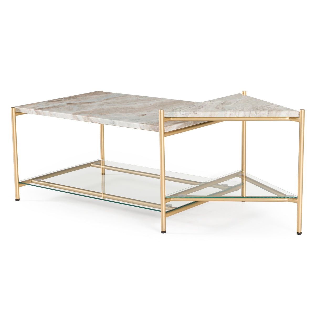 Mosk - Modern Marble + Glass + Brass Coffee Table by VIG Furniture - View 4