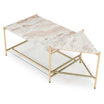 Mosk - Modern Marble + Glass + Brass Coffee Table by VIG Furniture - View 2