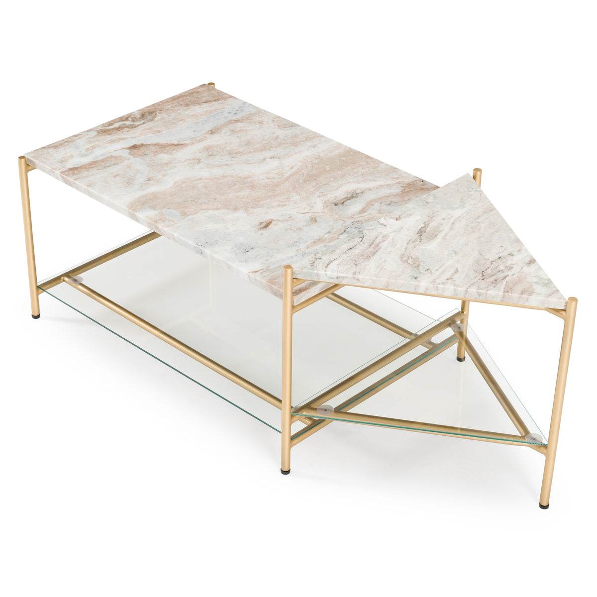 Mosk - Modern Marble + Glass + Brass Coffee Table by VIG Furniture - View 2