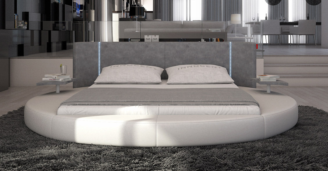 California King Rotondo Modern Eco-Leather Round Bed w/ LED Lights by VIG Furniture - View 1