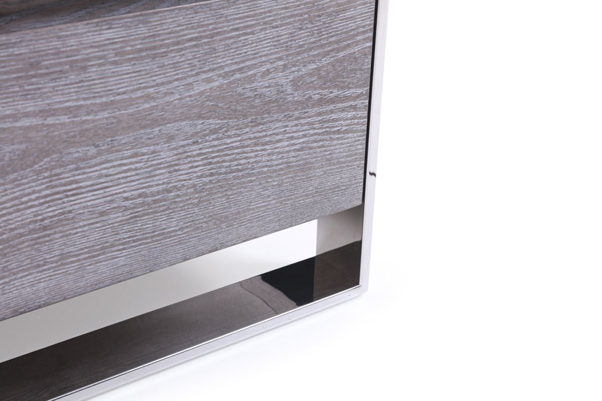 Queen Arlene Modern Grey Elm & Stainless Steel Bedroom Set