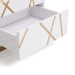 Nixa Modern Wide White and Gold Nightstand by VIG Furniture - View 4
