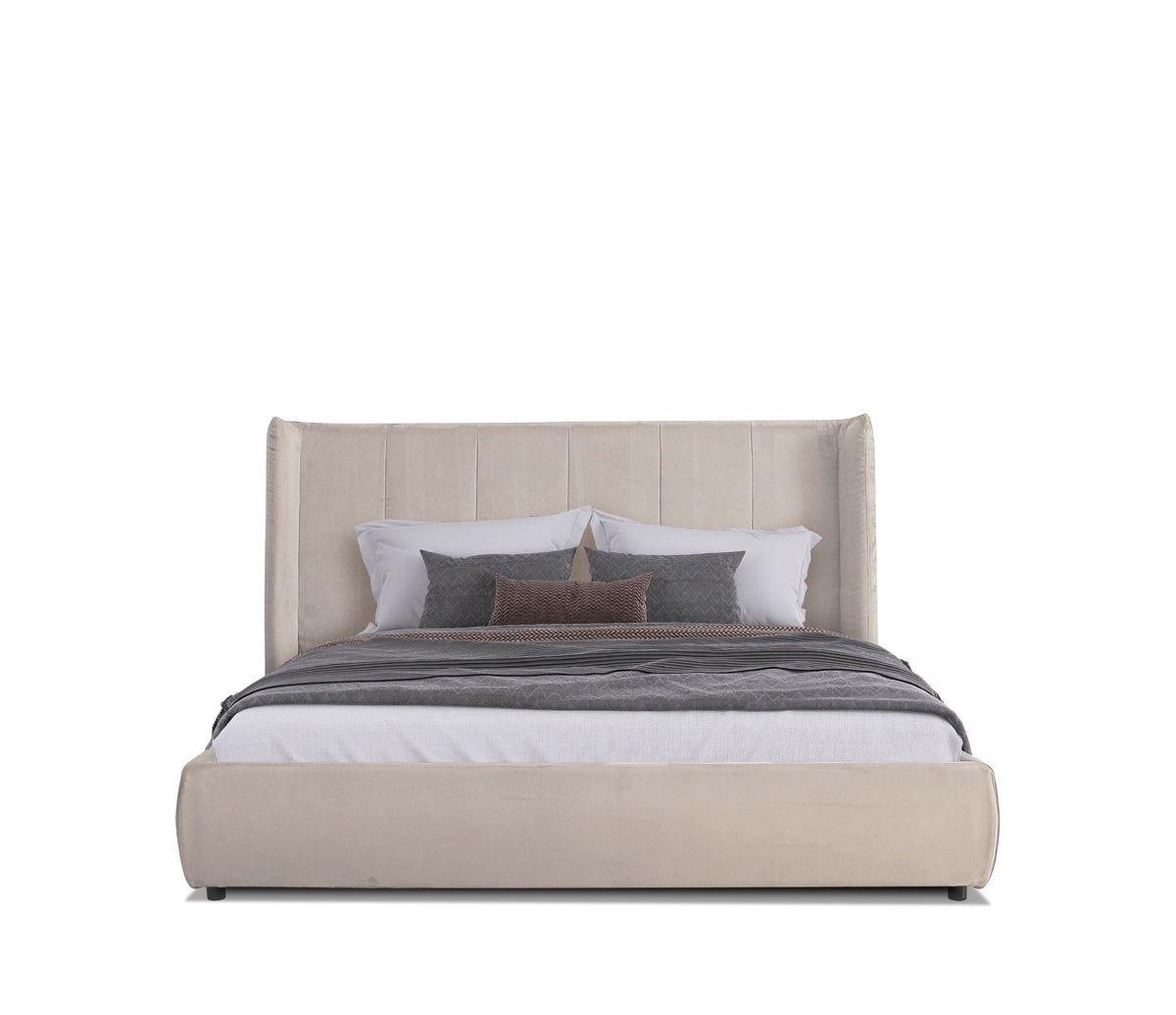 Queen Emilia - Modern Beige Velvet Bed by VIG Furniture - View 1