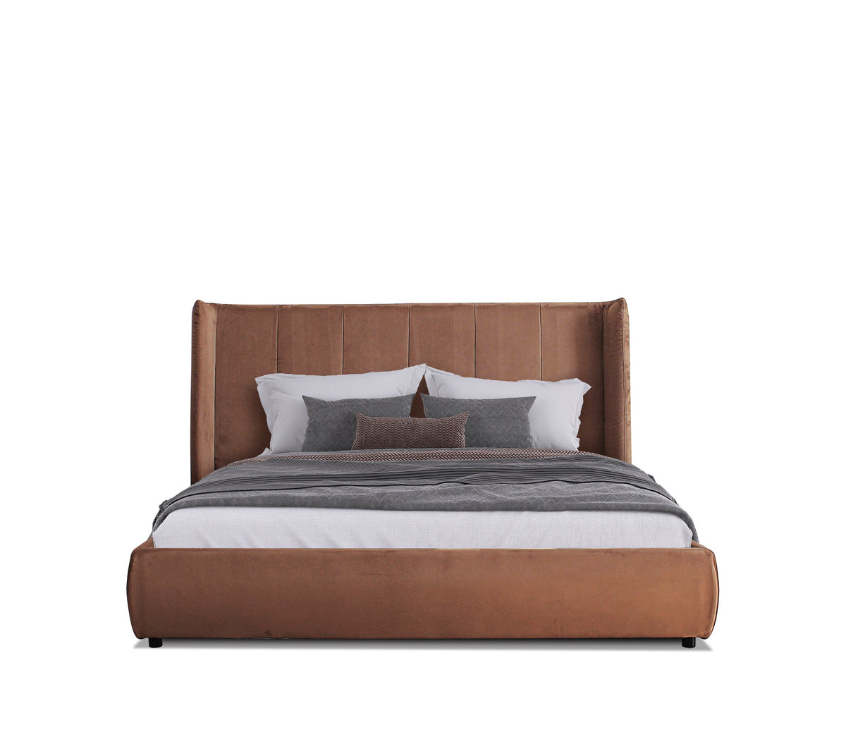 Eastern King Emilia - Modern Burnt Orange Velvet Bed by VIG Furniture - View 1