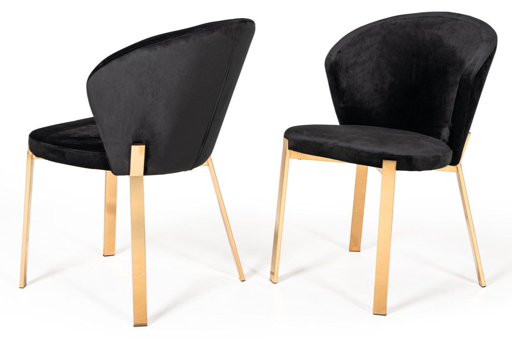 Nadia Modern Black Velvet & Rosegold Dining Chair (Set of 2) by VIG Furniture - View 3