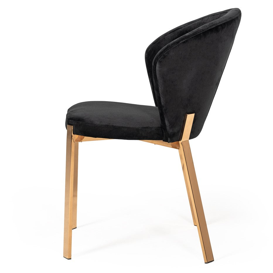 Nadia Modern Black Velvet & Rosegold Dining Chair (Set of 2) by VIG Furniture - View 5