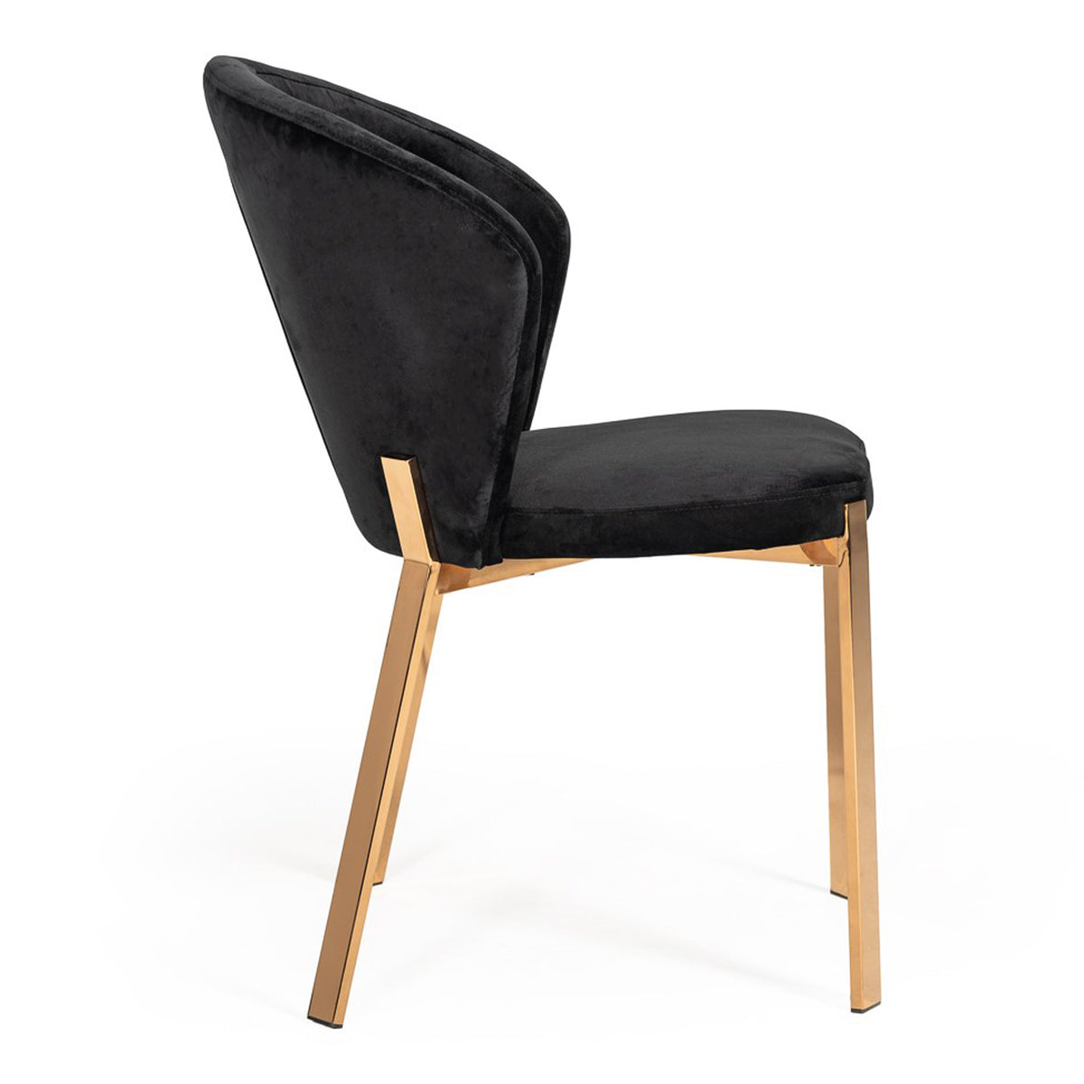 Nadia Modern Black Velvet & Rosegold Dining Chair (Set of 2) by VIG Furniture - View 7