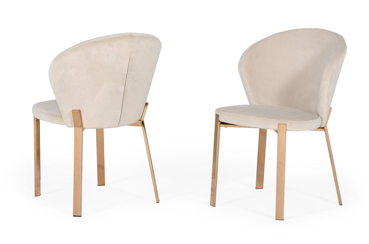 Nadia - Modern Beige Velvet & Rosegold Dining Chair (Set of 2) by VIG Furniture - View 2