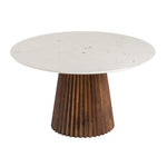 Nancy - Mid-Century Modern White Marble + Walnut Round Dining Table by VIG Furniture - View 3