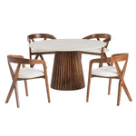 Nancy - Mid-Century Modern White Marble + Walnut Round Dining Table by VIG Furniture - View 2
