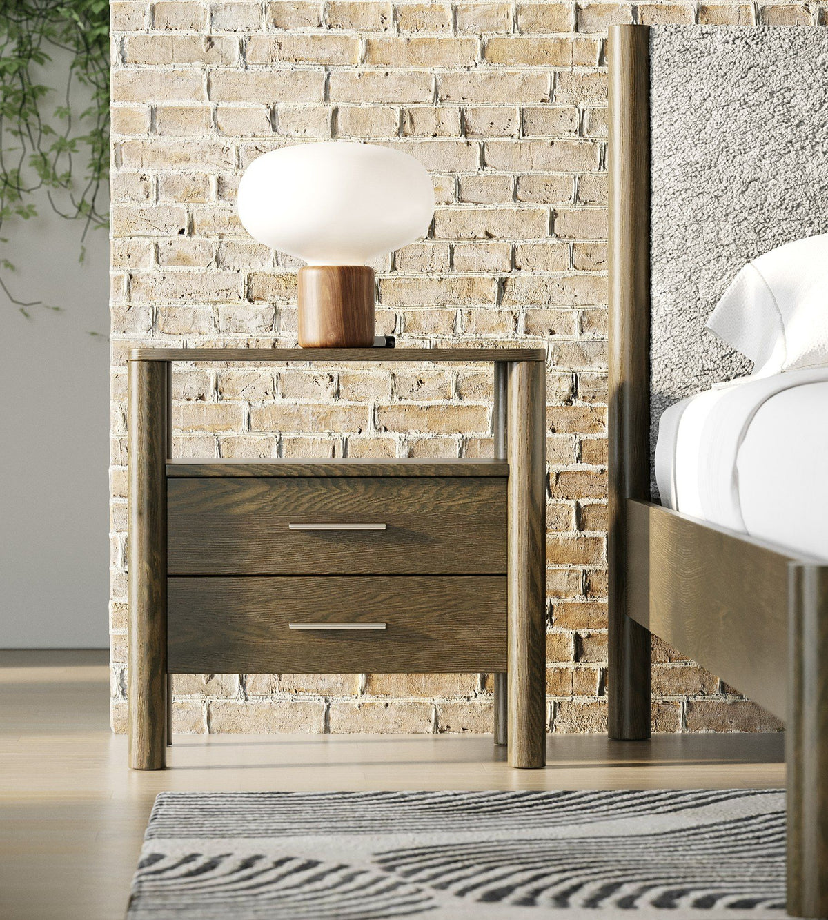 Eastern King Carolina - Modern Grey Fabric + Wenge Bedroom Set